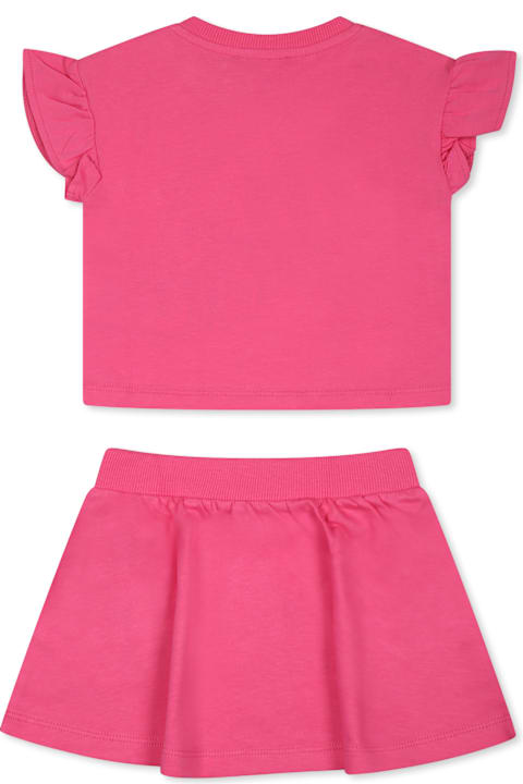 Homeware Moschino Fuchsia Suit For Baby Gir With Teddy Bear