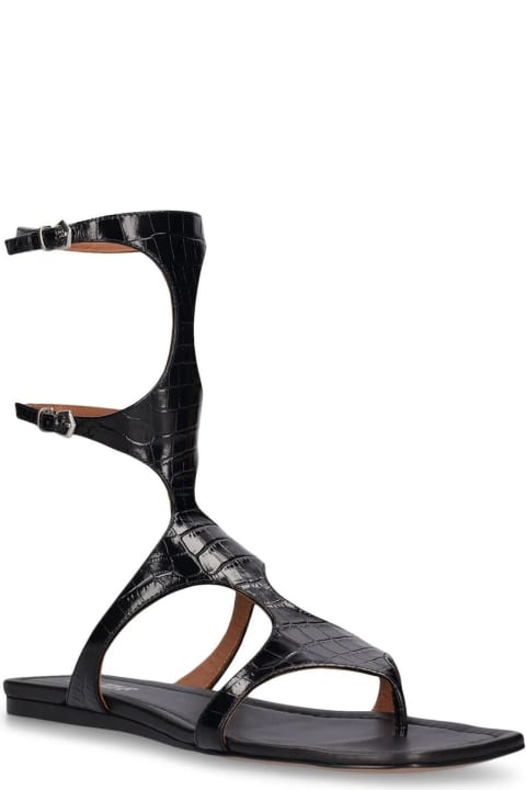 Sandals for Women Paris Texas Sandal In Black Croc-embossed Leather