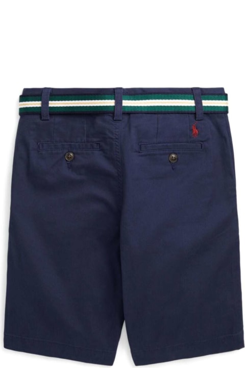 Polo Ralph Lauren Kids Polo Ralph Lauren Blue Bermuda Shorts With Belt In Stretch Cotton Boy