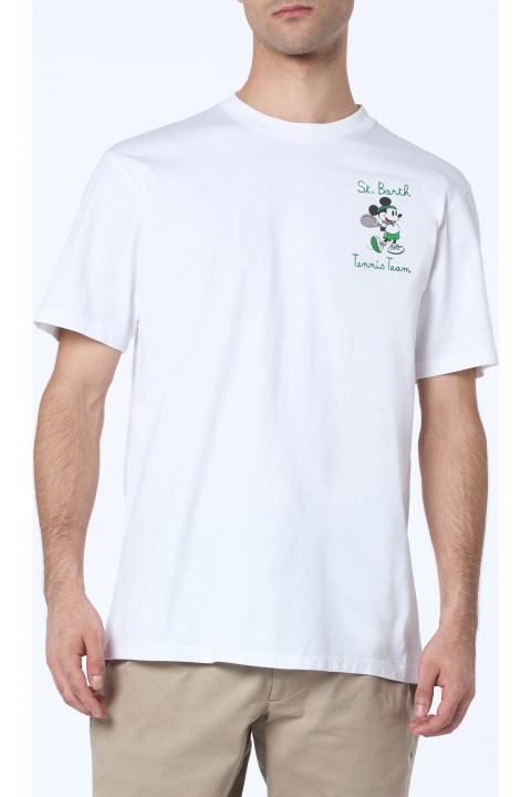 Homeware MC2 Saint Barth Man Cotton T-shirt With Mickey Mouse Print And Embroidery | Disney Special Edition