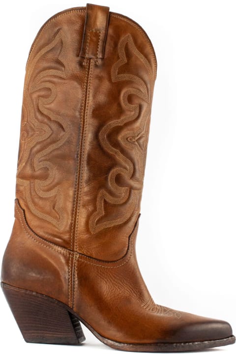 Elena Iachi Boots for Women Elena Iachi Brown Leather Texan Boots