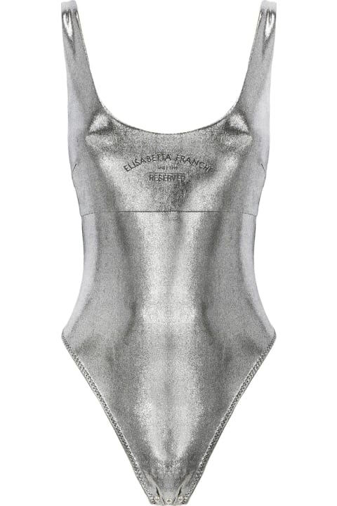 Elisabetta Franchi Women Elisabetta Franchi Metallic Jersey Bodysuit With Logo