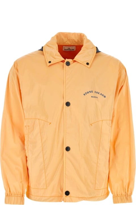 Stone Island Clothing for Men Stone Island Light Orange Nylon Ripstop Jacket