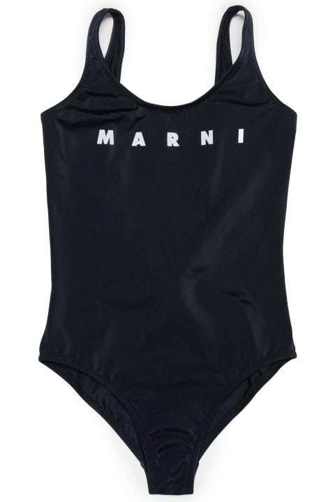 Marni Swimwear for Girls Marni Mm9f Swimsuit Marni Black One-piece Swimming Costume In Lycra With Logo