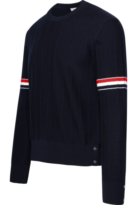 Thom Browne لـ Men Thom Browne Blue Virgin Wool Sweater
