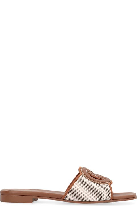 Gucci Leather And Fabric Slides