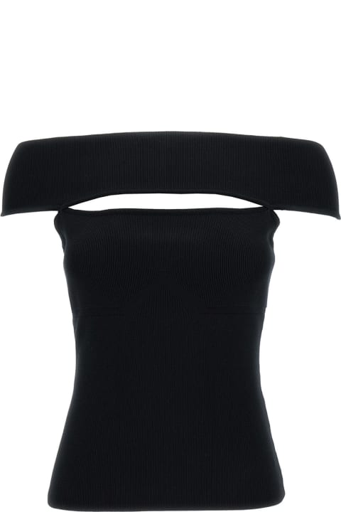 Federica Tosi Topwear for Women Federica Tosi Black Off-shoulder Top With Cut-out In Ribbed Viscose Blend Woman