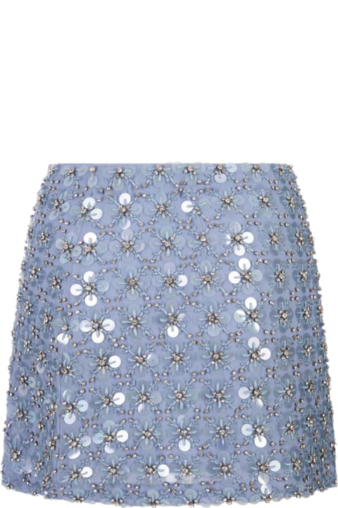 Parosh for Women Parosh Light Blue Full Sequins Ginny Mini Skirt