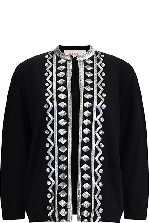 Valentino سترات لـ السيدات Valentino Sequined Virgin Wool Cardigan