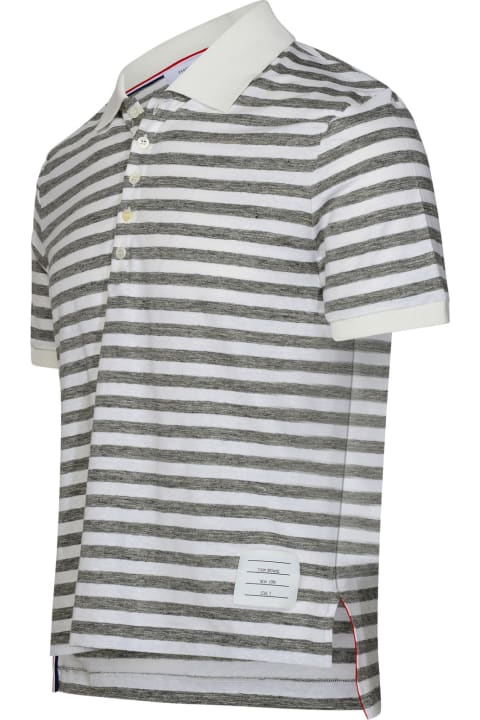 Thom Browne for Men Thom Browne White Linen Blend Polo Shirt