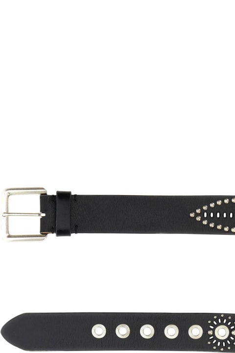 Belts for Women Golden Goose Black Leather Titan Belt