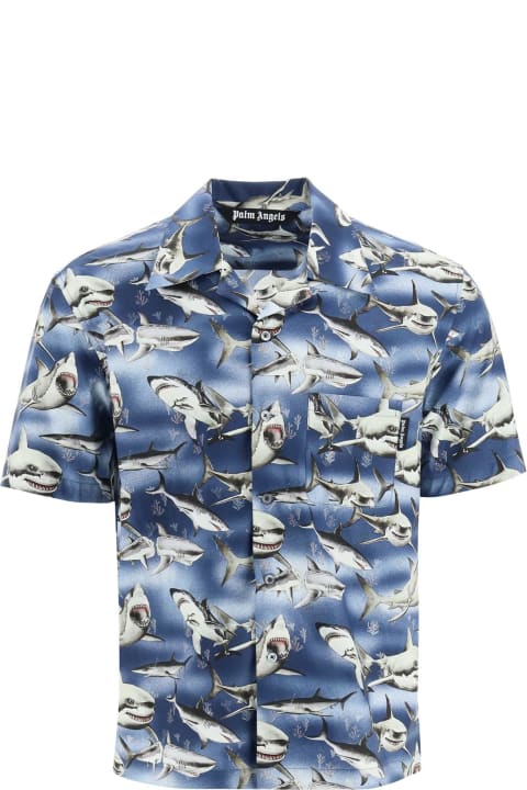 Palm Angels Shirts for Men Palm Angels Shark Bowling Shirt
