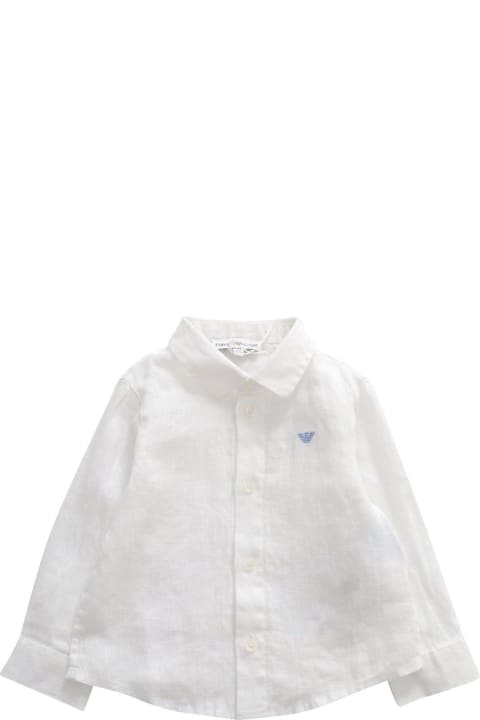 Topwear for Baby Girls Emporio Armani Logo Embroidered Buttoned Shirt