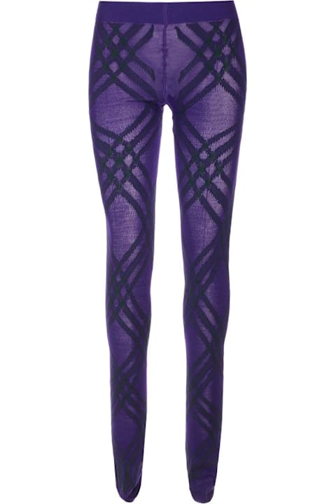 Burberry Pants & Shorts for Women Burberry Purple Tartan Tights