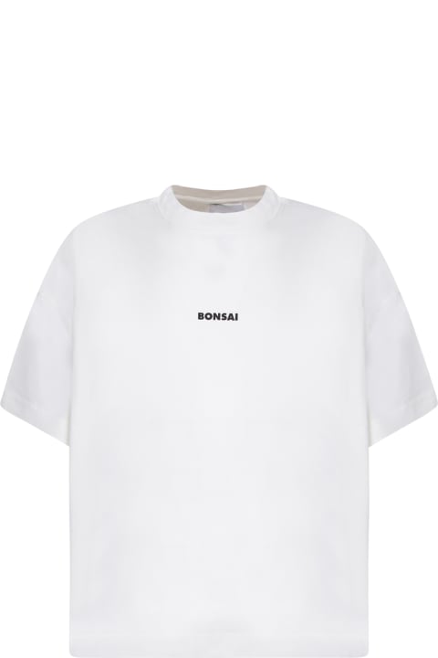 Bonsai ملابس علوية لـ القسم الرجالي Bonsai Lettering Logo White T-shirt