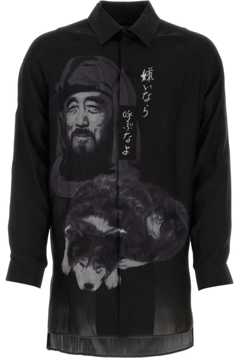 メンズ Yohji Yamamotoのシャツ Yohji Yamamoto Black Silk Shirt