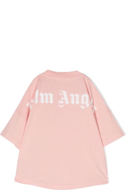 Fashion for Girls Palm Angels Pink T-shirt With Classic Logo