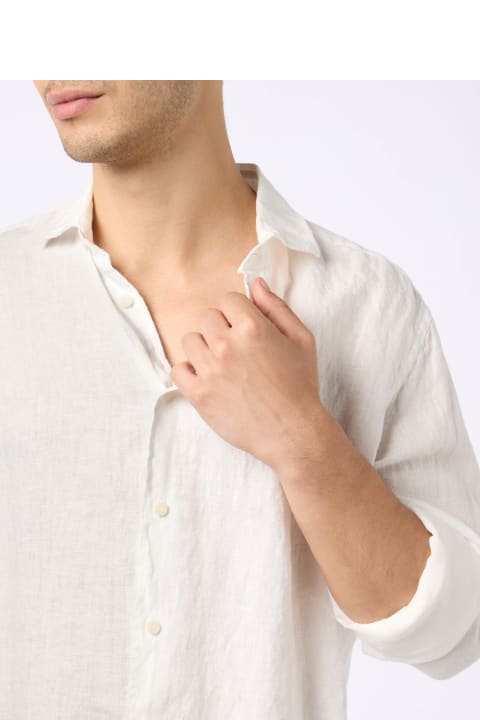 Homeware MC2 Saint Barth Man White Linen Shirt Pamplona
