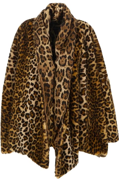 ウィメンズ新着アイテム Dolce & Gabbana Leopard Print Faux Fur Cape Coat