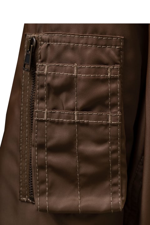 Heavy Reversible  Brown Nylon Bomber Jacket Valentino Man