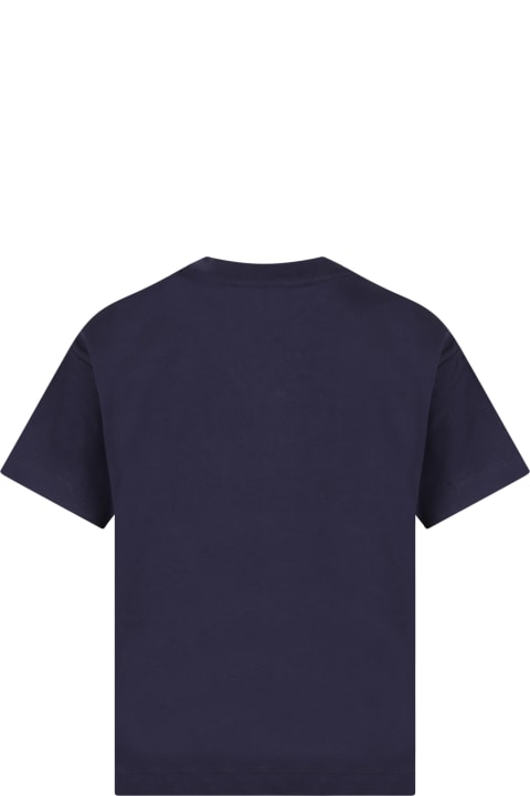 Blue T-shirt For Boy With White Logo