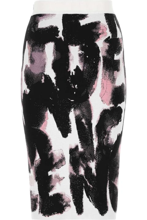 Alexander McQueen for Women Alexander McQueen Embroidered Stretch Viscose Blend Skirt