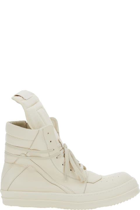 Rick Owens Sneakers for Men Rick Owens 'geo-basket' White High-top Sneakers With Contrasting Details In Leather Woman