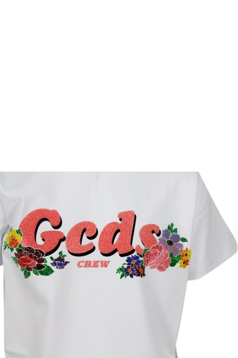 ガールズ GCDSのTシャツ＆ポロシャツ GCDS Short Sleeve Crew Neck T-shirt With Rhinestone Applications