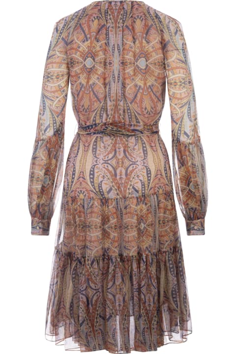 Fashion for Women Etro Silk Chiffon Midi Dress With Multicolour Print