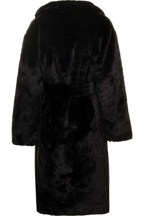 'fiona' Black Cropped Faux Fur Jacket Woman Apparis