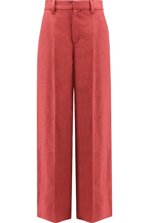 Brunello Cucinelli for Women Brunello Cucinelli Hemp And Linen Trousers With Monili Detail