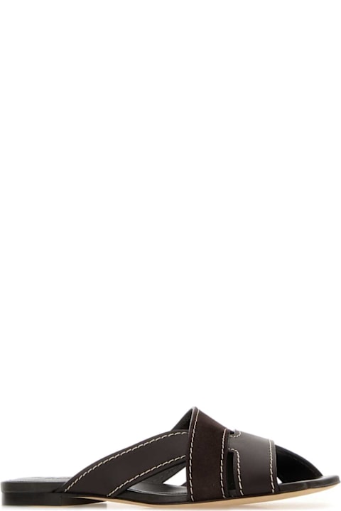 Tod's Brown Suede And Leather Slippers