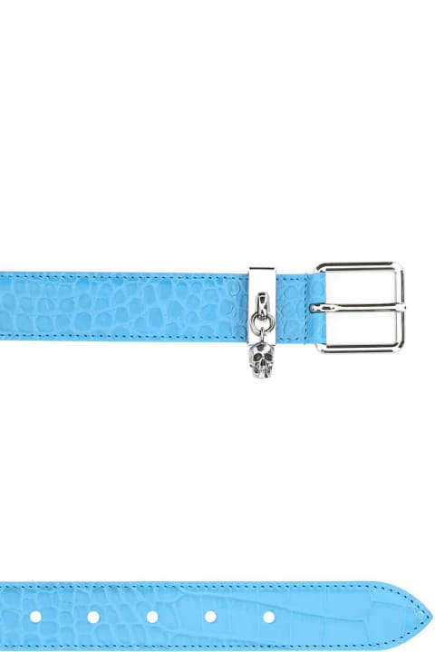 Sale for Women Alexander McQueen Light-blue Leather Skull Belt