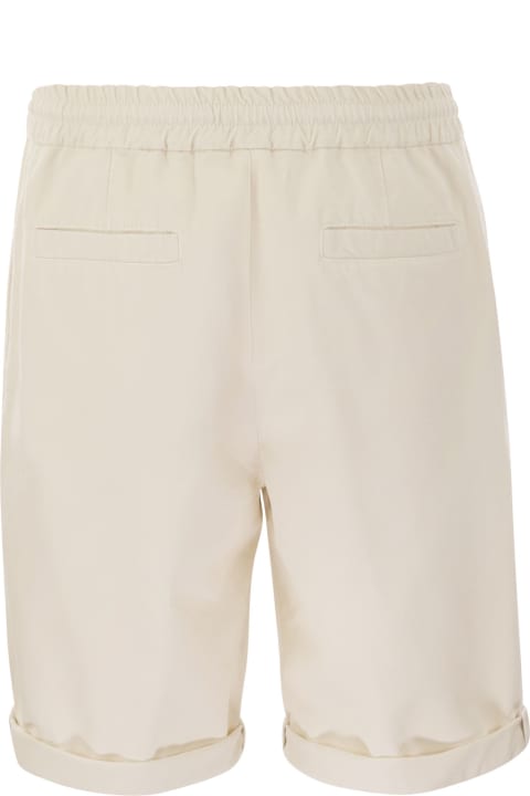 メンズ ボトムス Brunello Cucinelli Bermuda Shorts In Cotton Gabardine With Drawstring And Double Darts