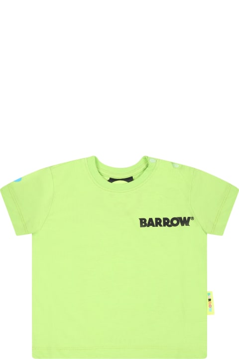 Barrow T-Shirts & Polo Shirts for Baby Girls Barrow Green T-shirt For Babykids With Smiley And Logo