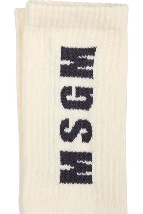 Fashion for Kids MSGM Ivory Socks For Kids With Logo