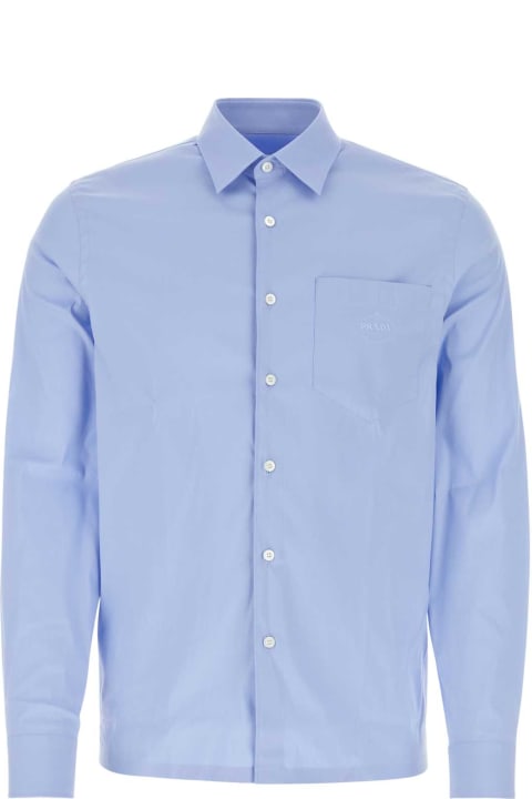 Prada Clothing for Men Prada Powder Blue Poplin Shirt