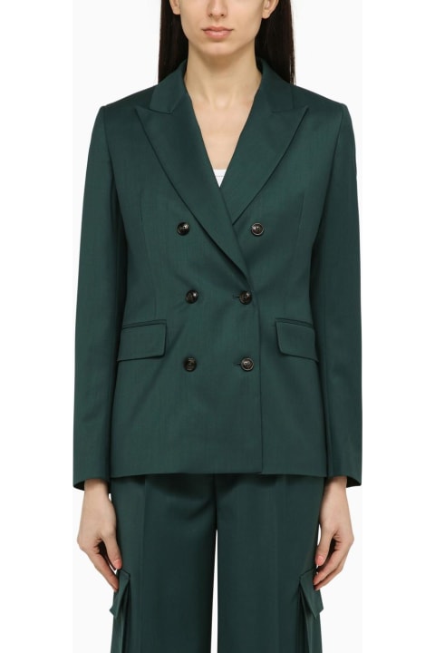 Forest Green Double-breasted Jacket In Wool