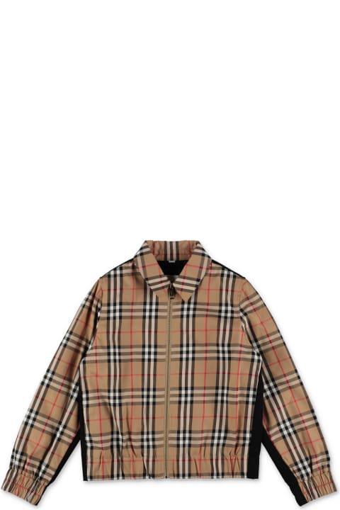 Coats & Jackets for Boys Burberry Burberry Giubbino Vintage Check Con Pannelli A Contrasto In Cotone Bambino