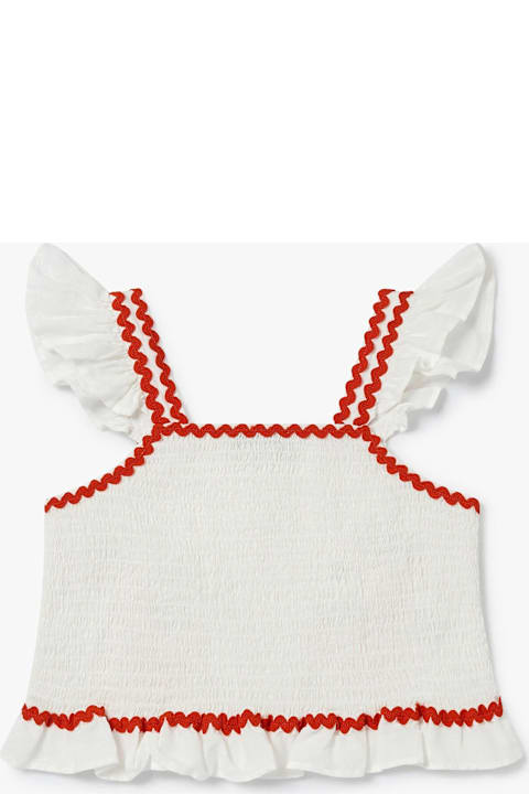 Homeware Stella McCartney Kids White Crop Top For Girl With Strawberries