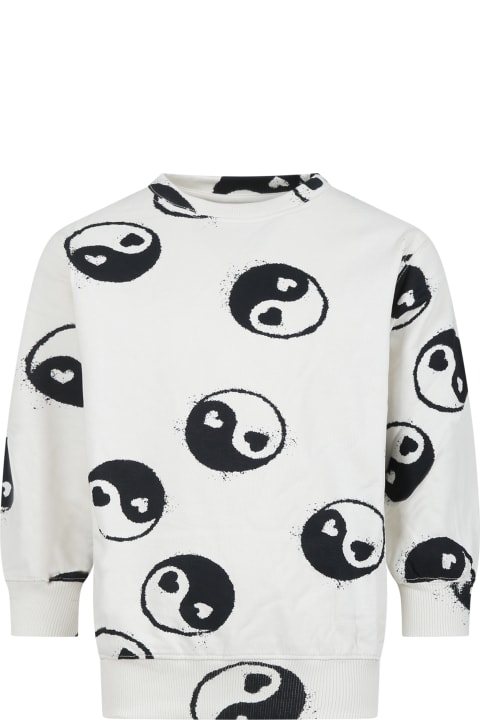 Sweaters & Sweatshirts for Girls Molo White Sweatshirt For Girl With Yin And Yang Print