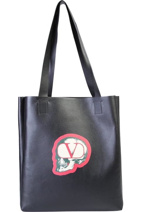 Valentino Garavani for Men Valentino Garavani X Undercover Skull Logo Printed Open-top Tote Bag