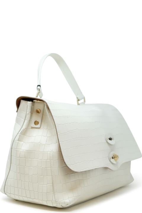 Zanellato for Women Zanellato Zanellato 068090-0740000-z1160 White Lino Postina Cayman M Leather Handbag