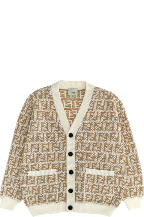 Fendi for Kids Fendi Openwork Logo Cardigan