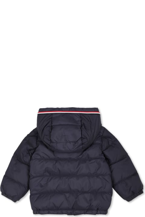 Moncler Coats & Jackets for Baby Girls Moncler Merary Blue Down Jacket For Baby Boy With Logo