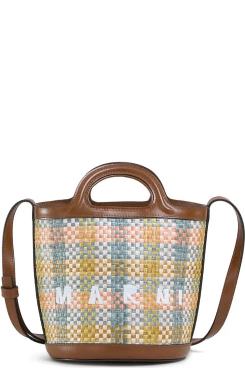 Marni Bags for Women Marni Brown Leather And Raffia Effect Fabric Tropicalia Mini Bag