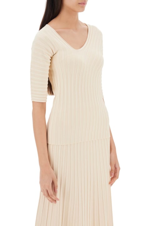 By Malene Birger Topwear for Women By Malene Birger 'ivena' Ribbed Top With Asymmetrical Neckline