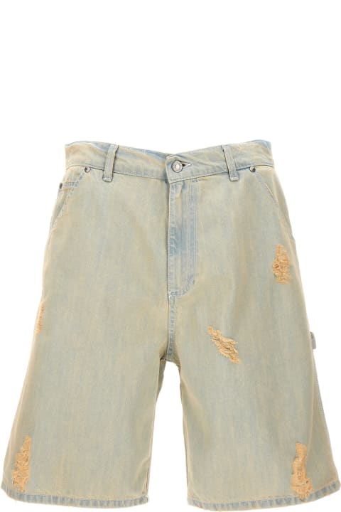 MSGM Pants for Men MSGM Destroyed Denim Bermuda Shorts