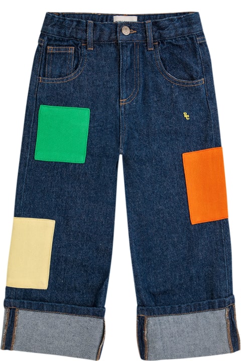 Bobo Choses Kids Bobo Choses Denim Jeans For Kids With Multicolor Patches And Logo