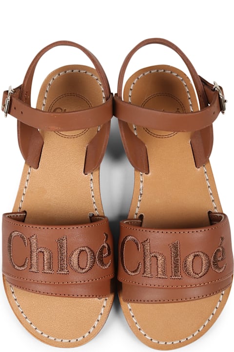 Fashion for Kids Chloé Brown Sandals For Girl With Logo